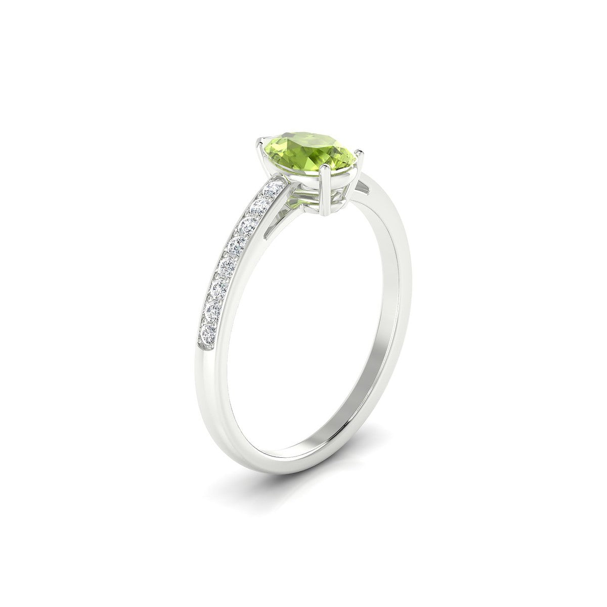 Promise | 18k White Gold 7 x 5 mm Pear Peridot Ring