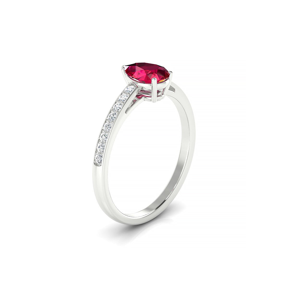 Promise | 18k White Gold 7 x 5 mm Pear Ruby Ring