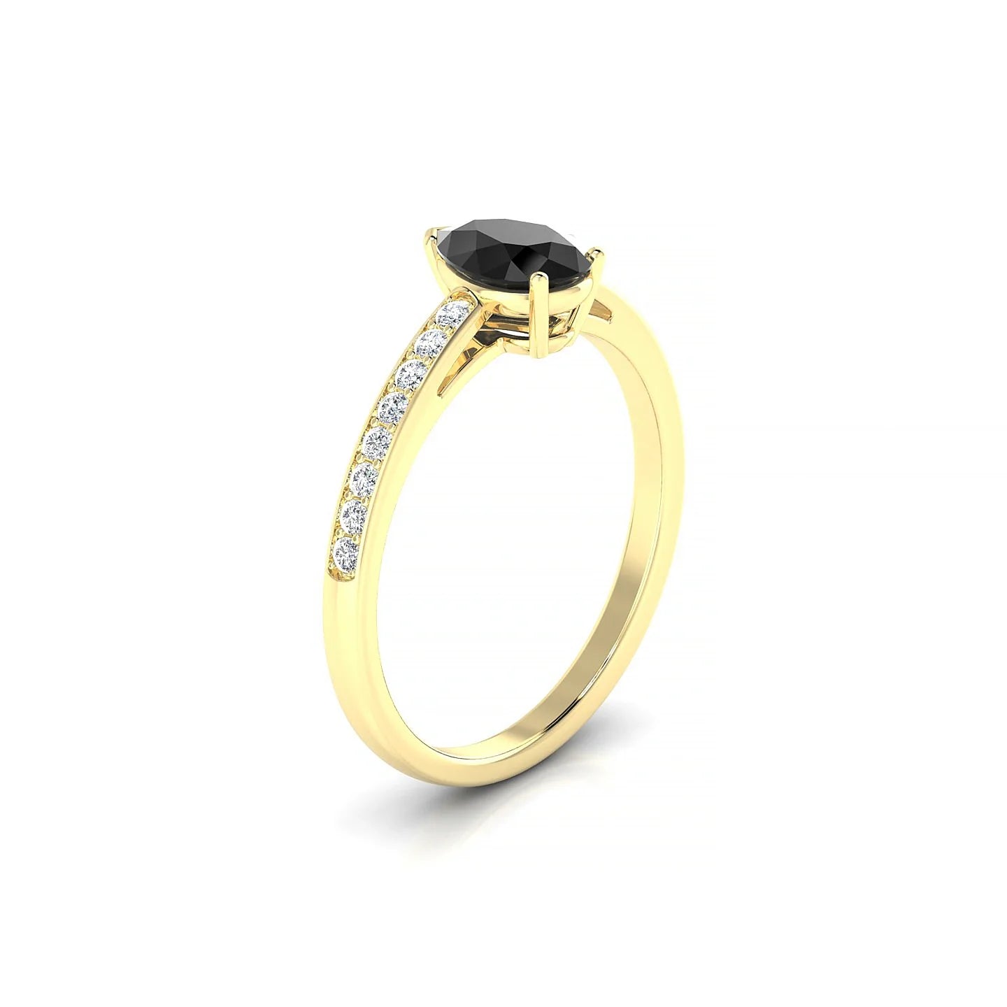 Promise | 18k Yellow Gold 7 x 5 mm Pear Black Diamond Ring