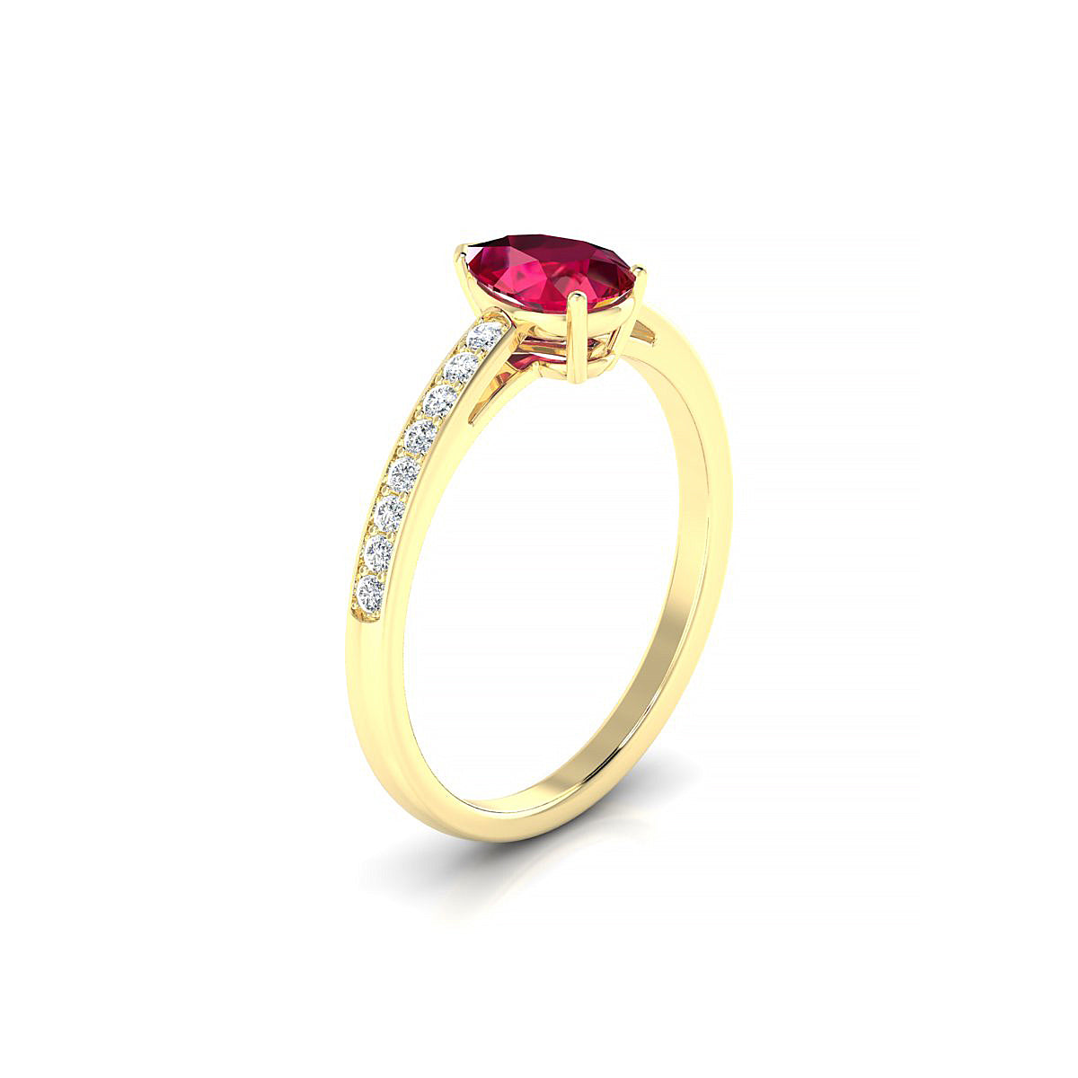 Promise | 18k Yellow Gold 7 x 5 mm Pear Ruby Ring