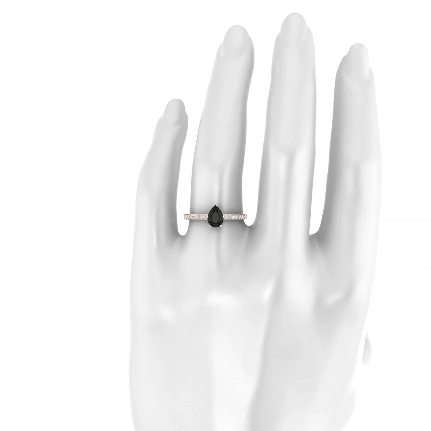 Promise | 18k Rose Gold 7 x 5 mm Pear Black Diamond Ring