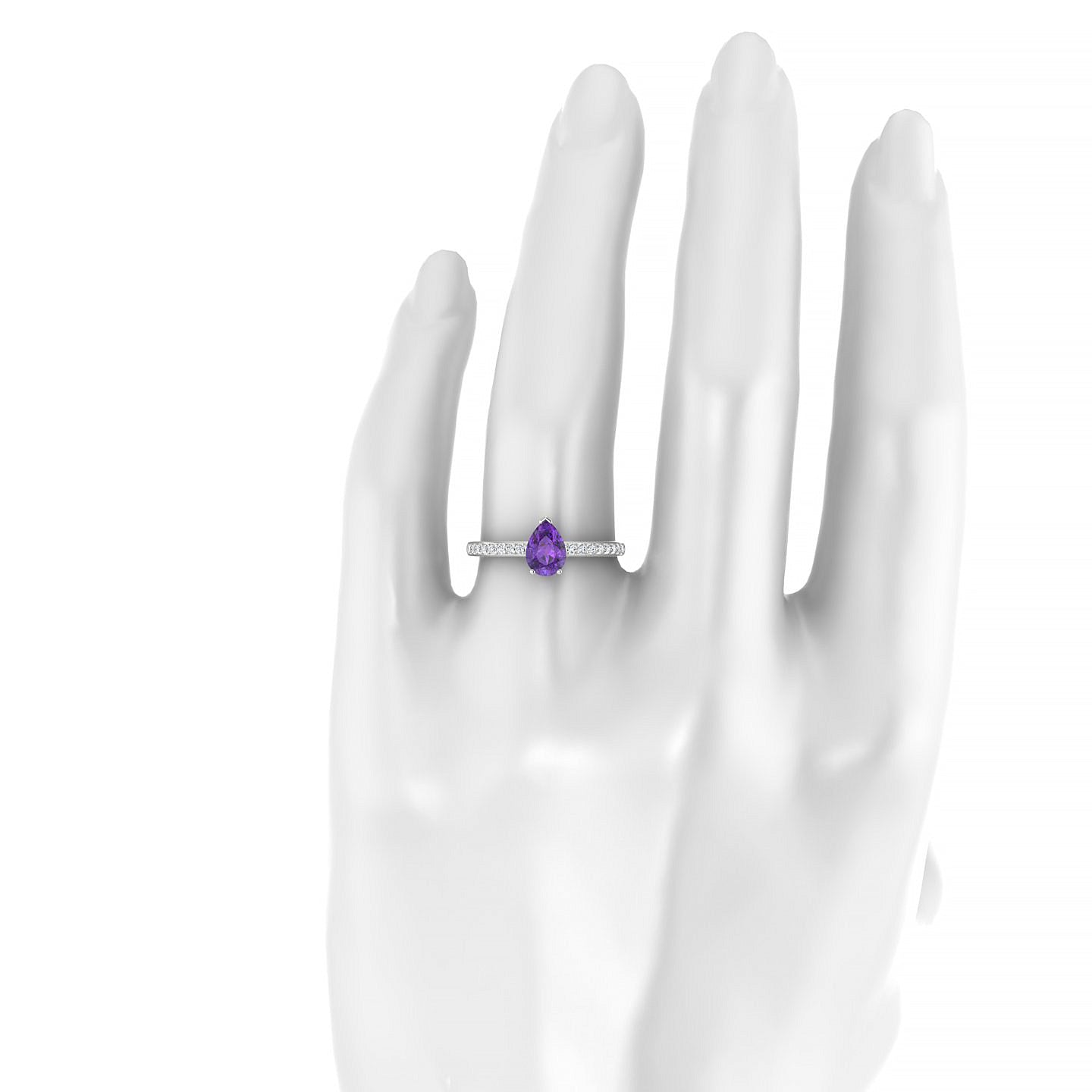 Promise | 18k White Gold 7 x 5 mm Pear Amethyst Ring