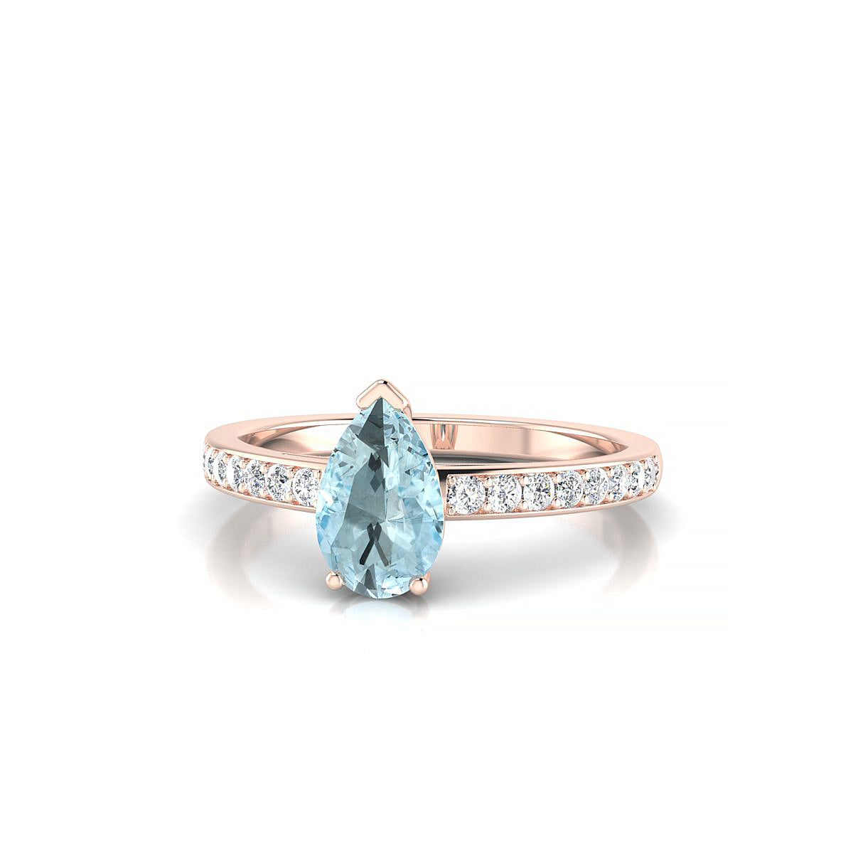 Promise | 18k Rose Gold 8 x 6 mm Pear Aquamarine Ring