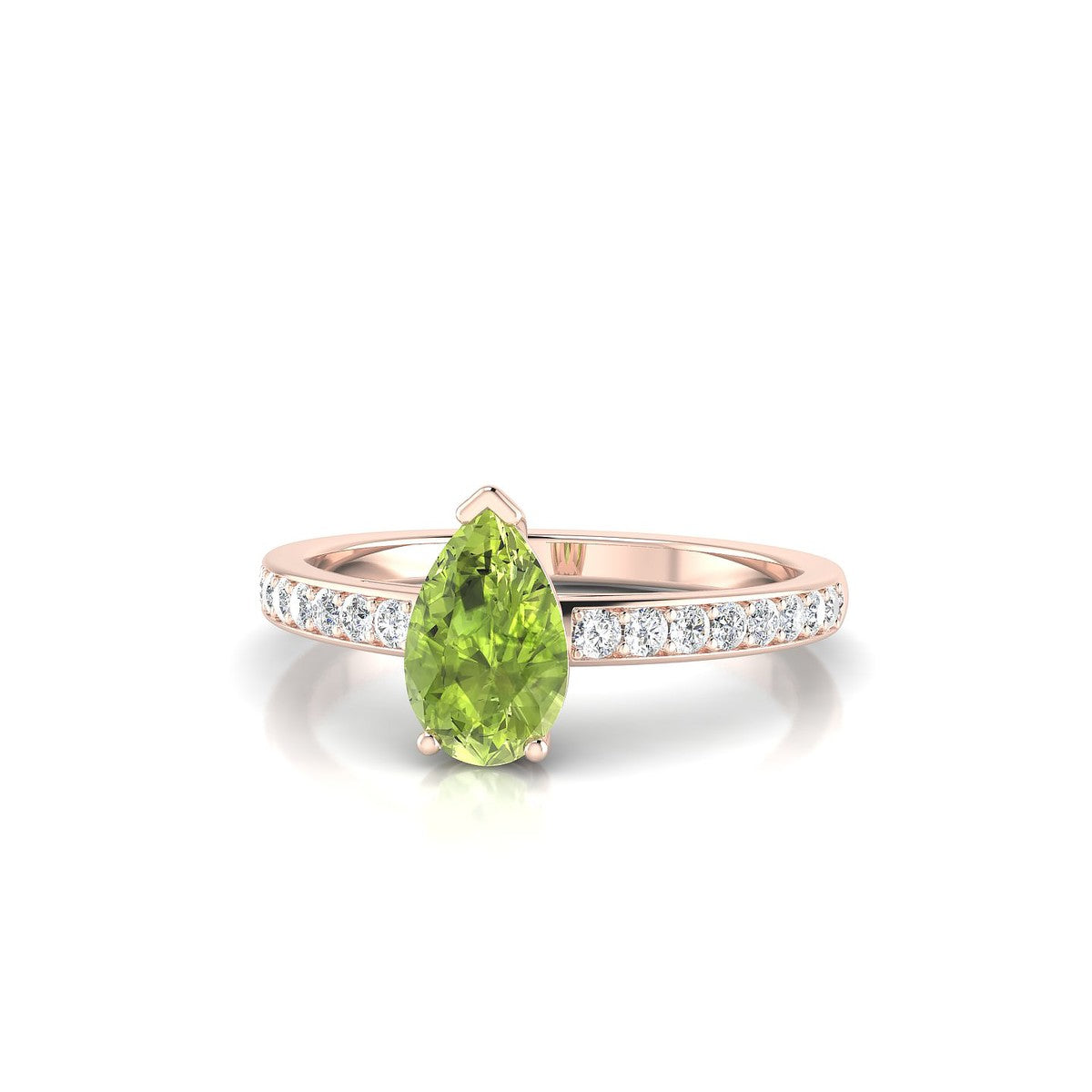 Promise | 18k Rose Gold 8 x 6 mm Pear Peridot Ring