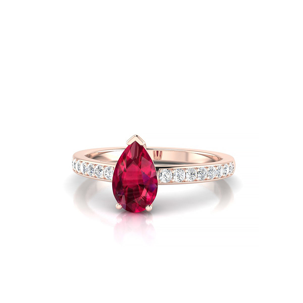 Promise | 18k Rose Gold 8 x 6 mm Pear Ruby Ring