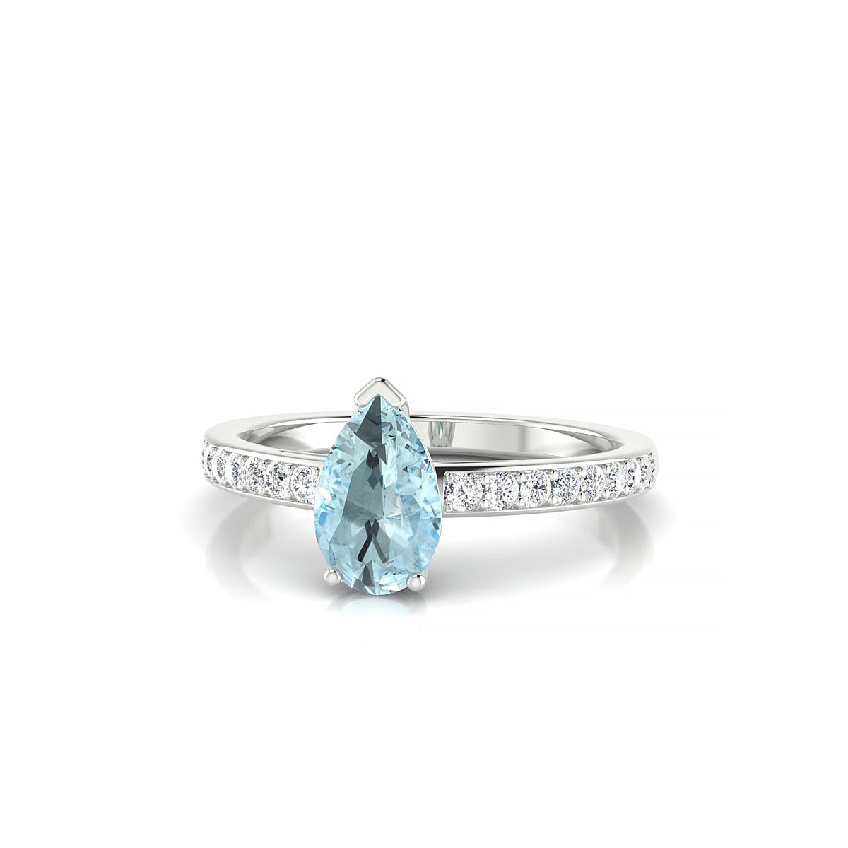 Promise | 18k White Gold 8 x 6 mm Pear Aquamarine Ring