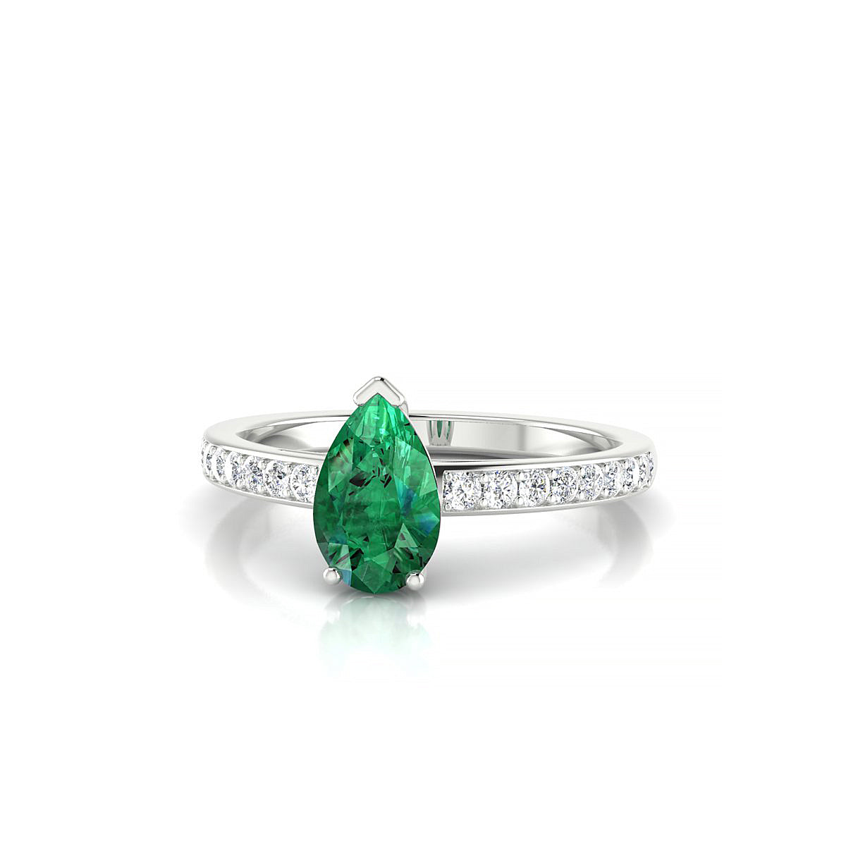 Promise | 18k White Gold 8 x 6 mm Pear Emerald Ring