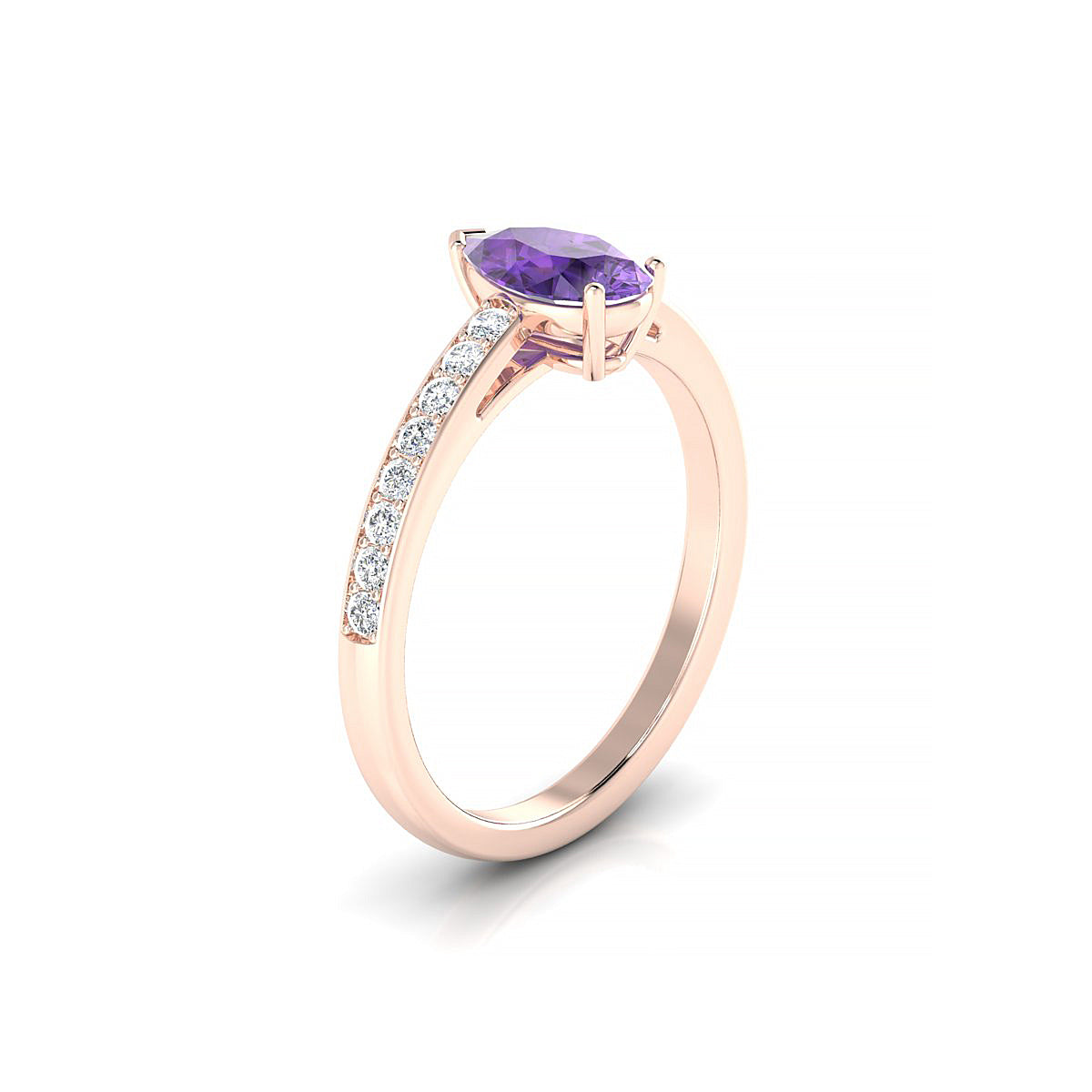 Promise | 18k Rose Gold 8 x 6 mm Pear Amethyst Ring