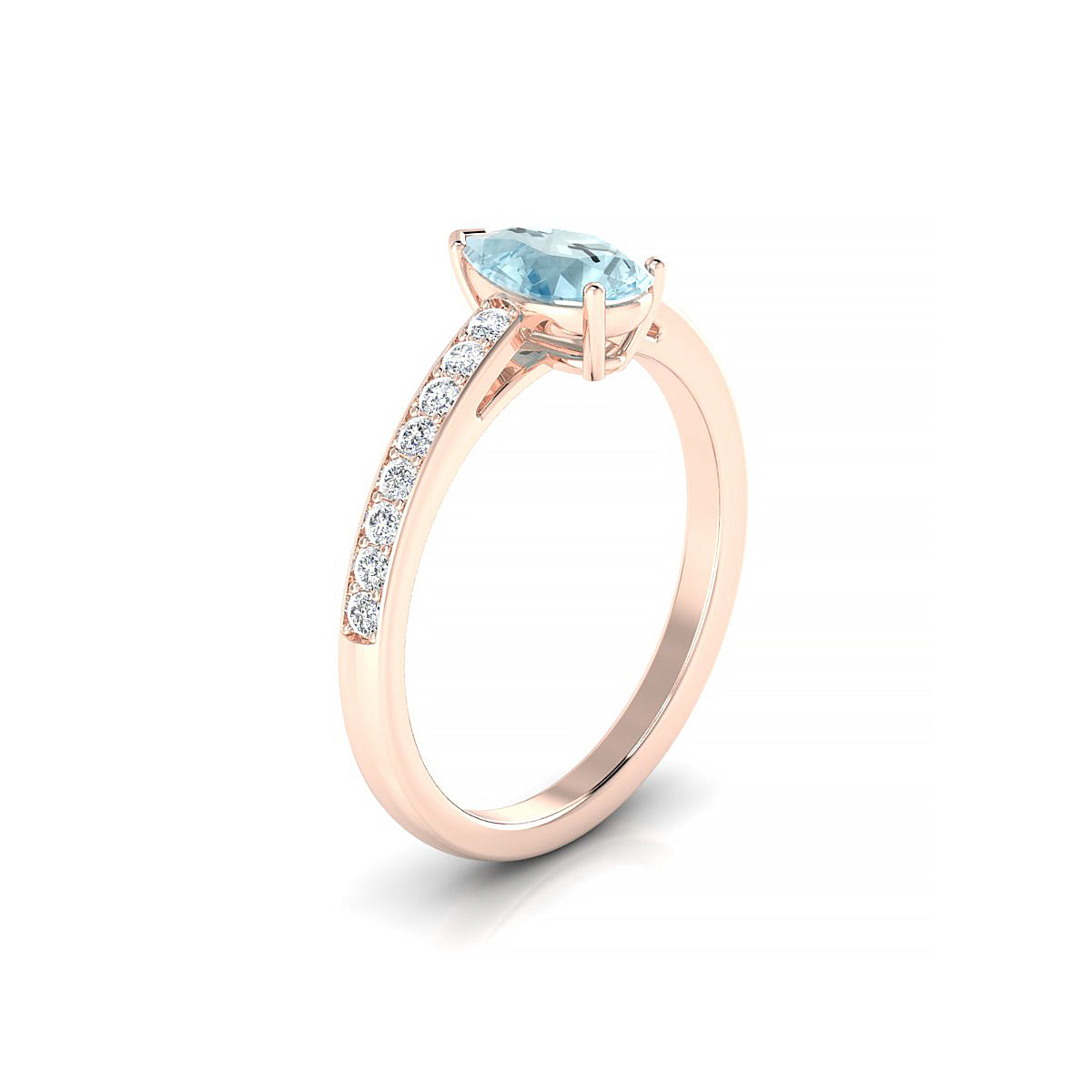 Promise | 18k Rose Gold 8 x 6 mm Pear Aquamarine Ring