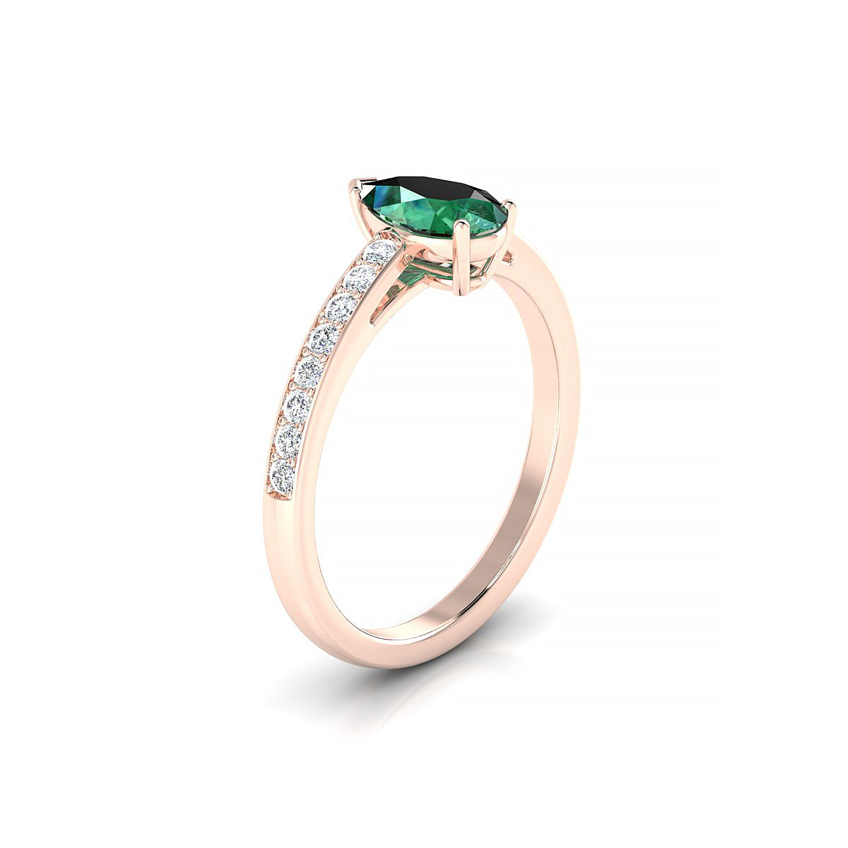 Promise | 18k Rose Gold 8 x 6 mm Pear Emerald Ring