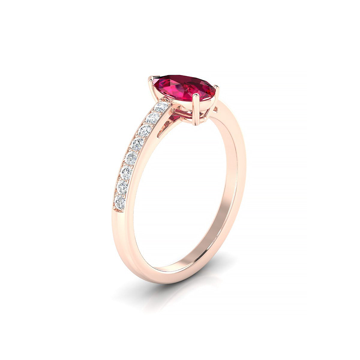 Promise | 18k Rose Gold 8 x 6 mm Pear Ruby Ring