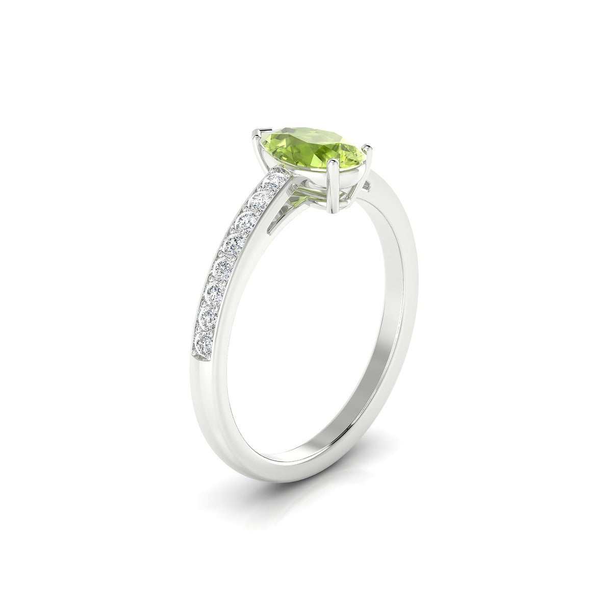 Promise | 18k White Gold 8 x 6 mm Pear Peridot Ring