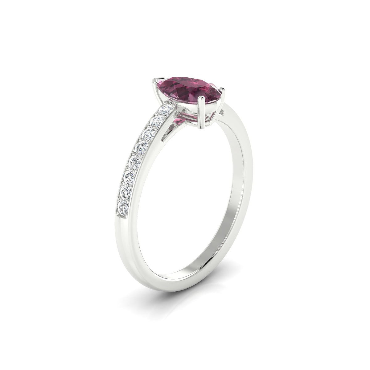 Promise | 18k White Gold 8 x 6 mm Pear Rhodolite Ring
