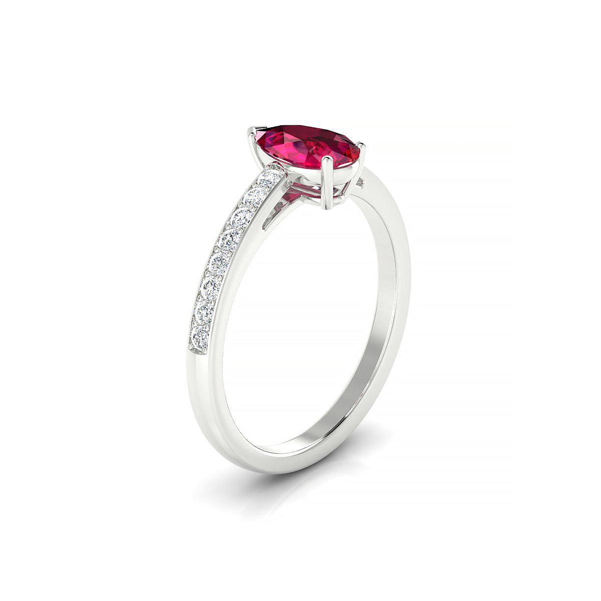 Promise | 18k White Gold 8 x 6 mm Pear Ruby Ring