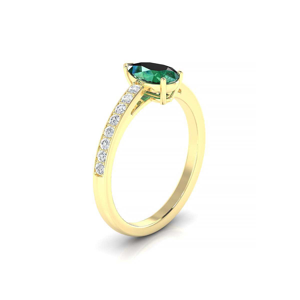 Promise | 18k Yellow Gold 8 x 6 mm Pear Emerald Ring