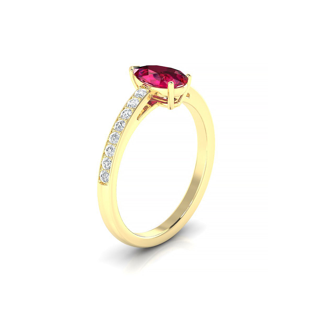 Promise | 18k Yellow Gold 8 x 6 mm Pear Ruby Ring