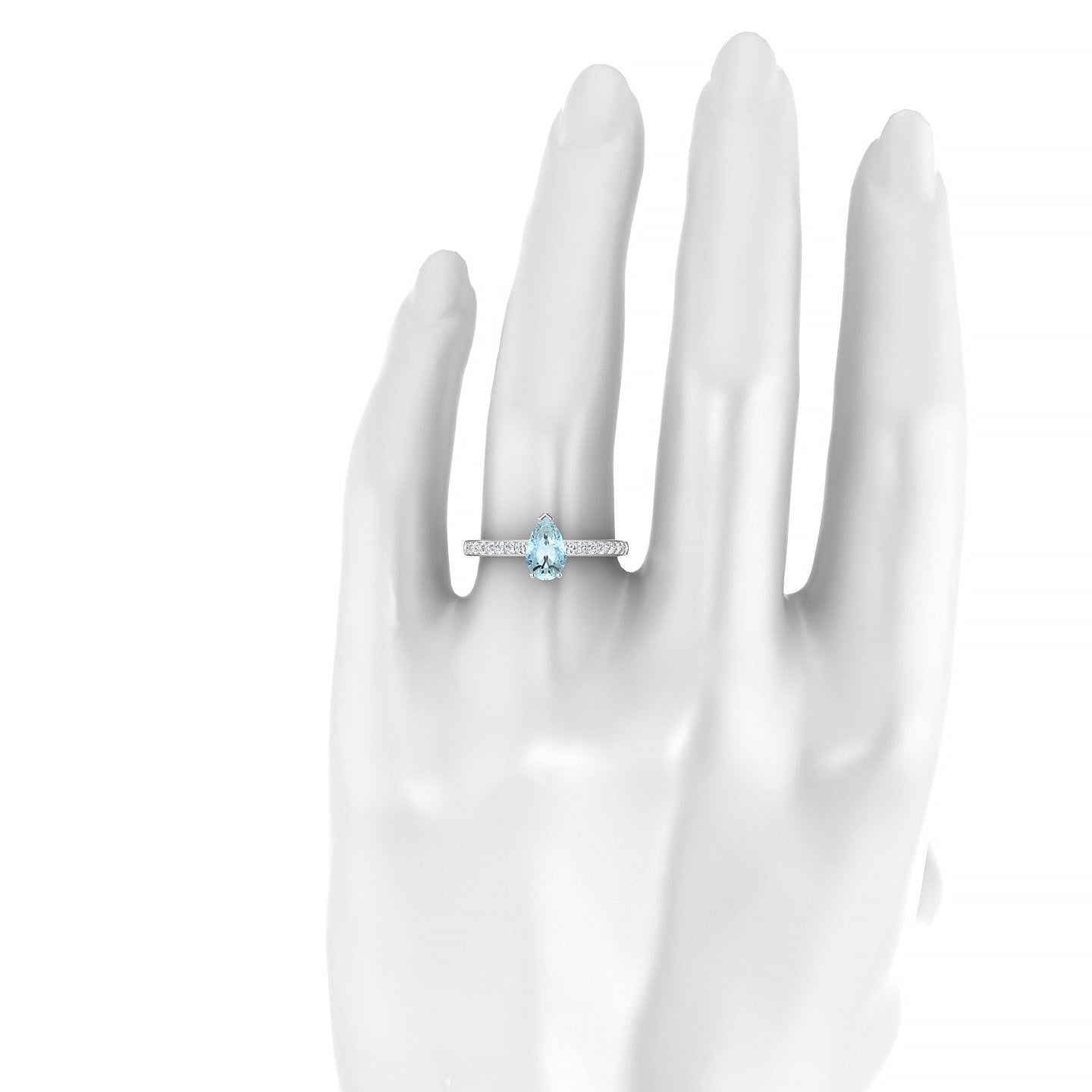 Promise | 18k White Gold 8 x 6 mm Pear Aquamarine Ring