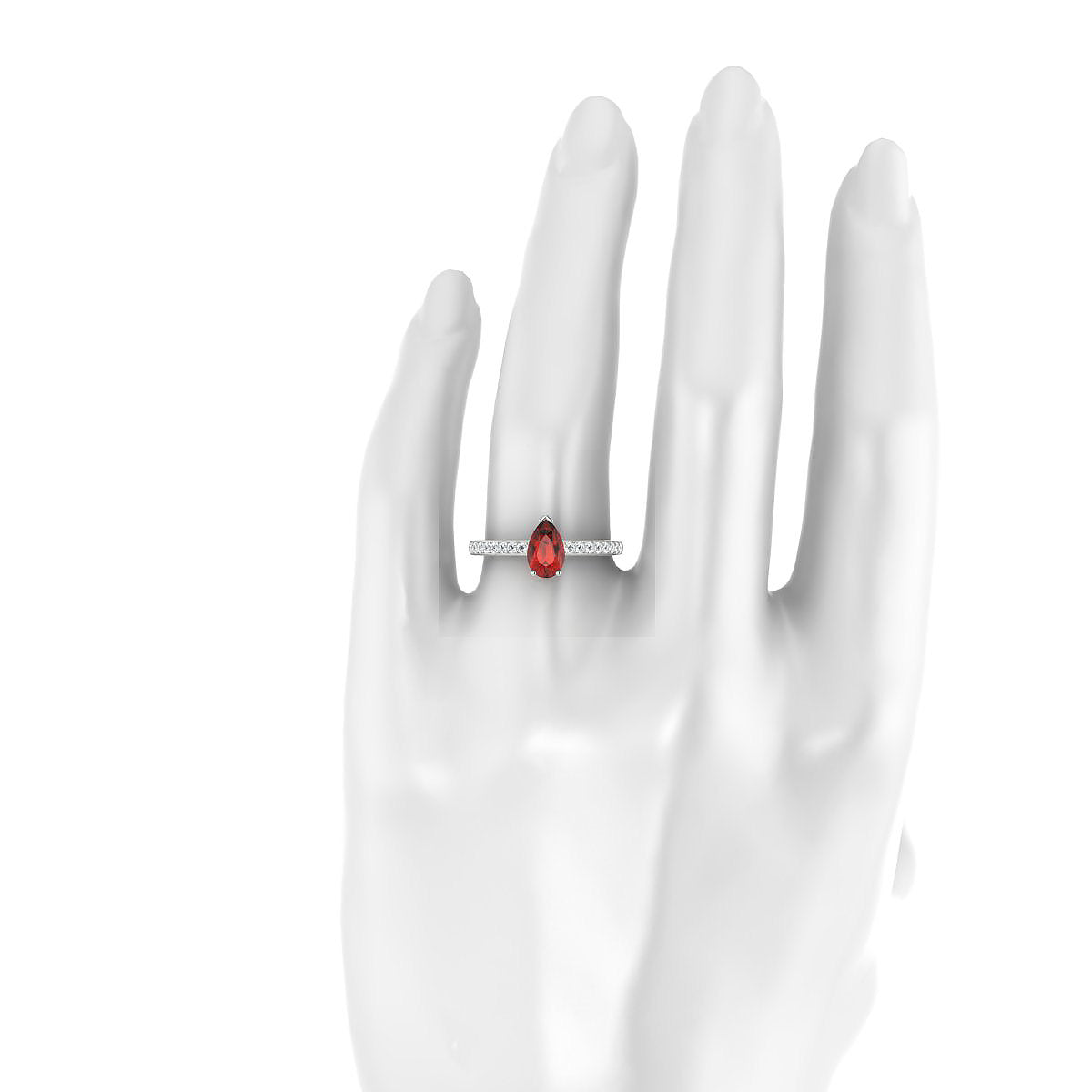 Promise | 18k White Gold 8 x 6 mm Pear Garnet Ring