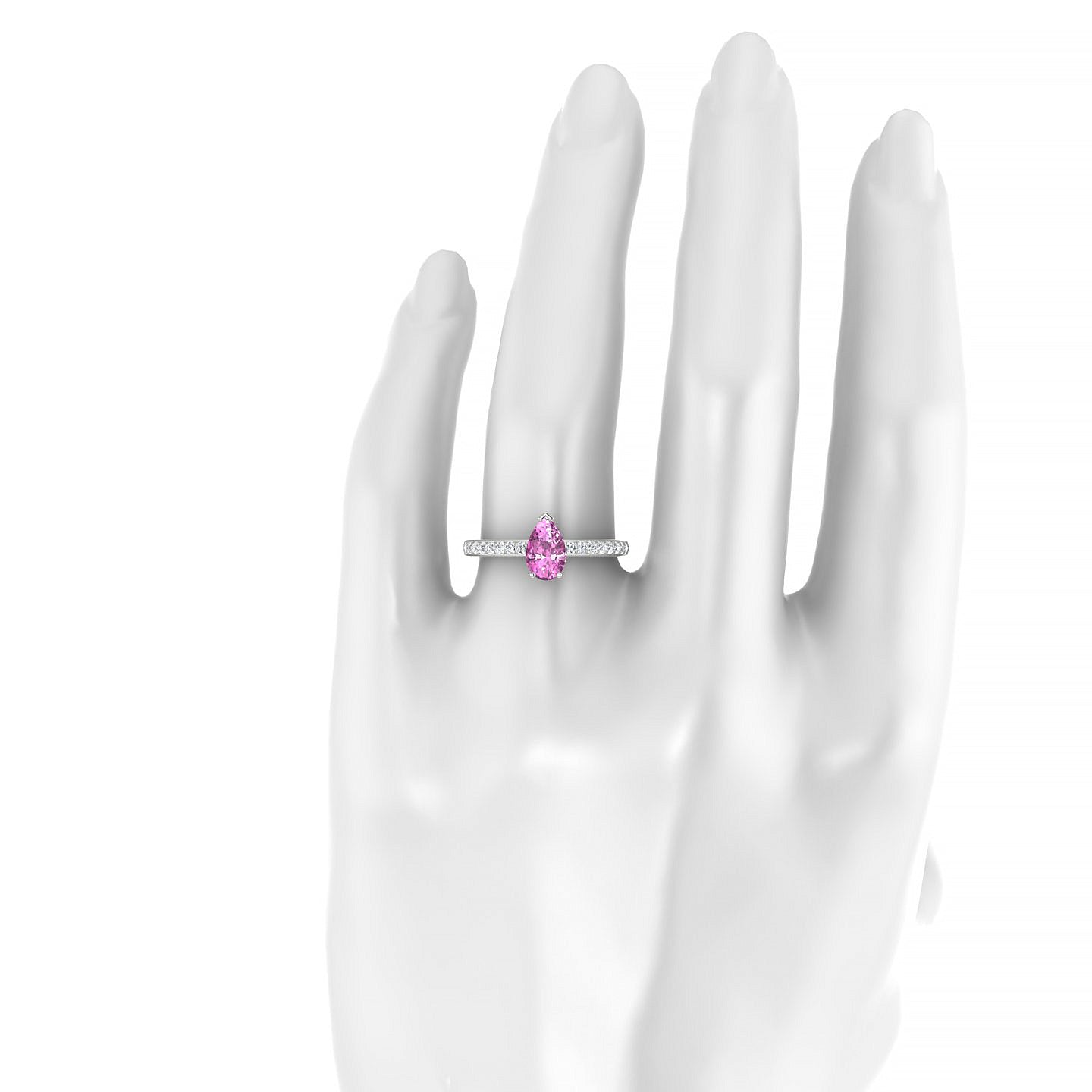 Promise | 18k White Gold 8 x 6 mm Pear Pink Sapphire Ring