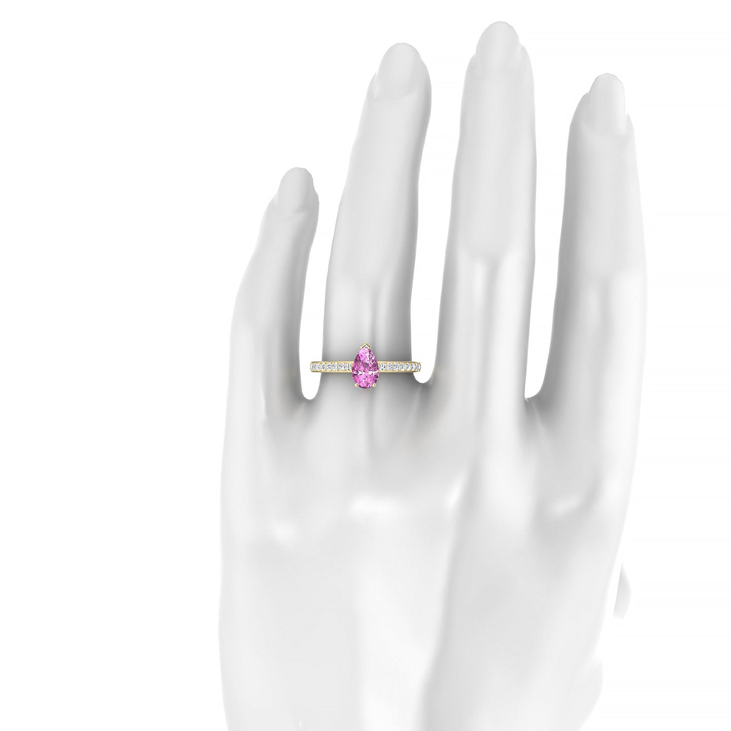 Promise | 18k Yellow Gold 8 x 6 mm Pear Pink Sapphire Ring