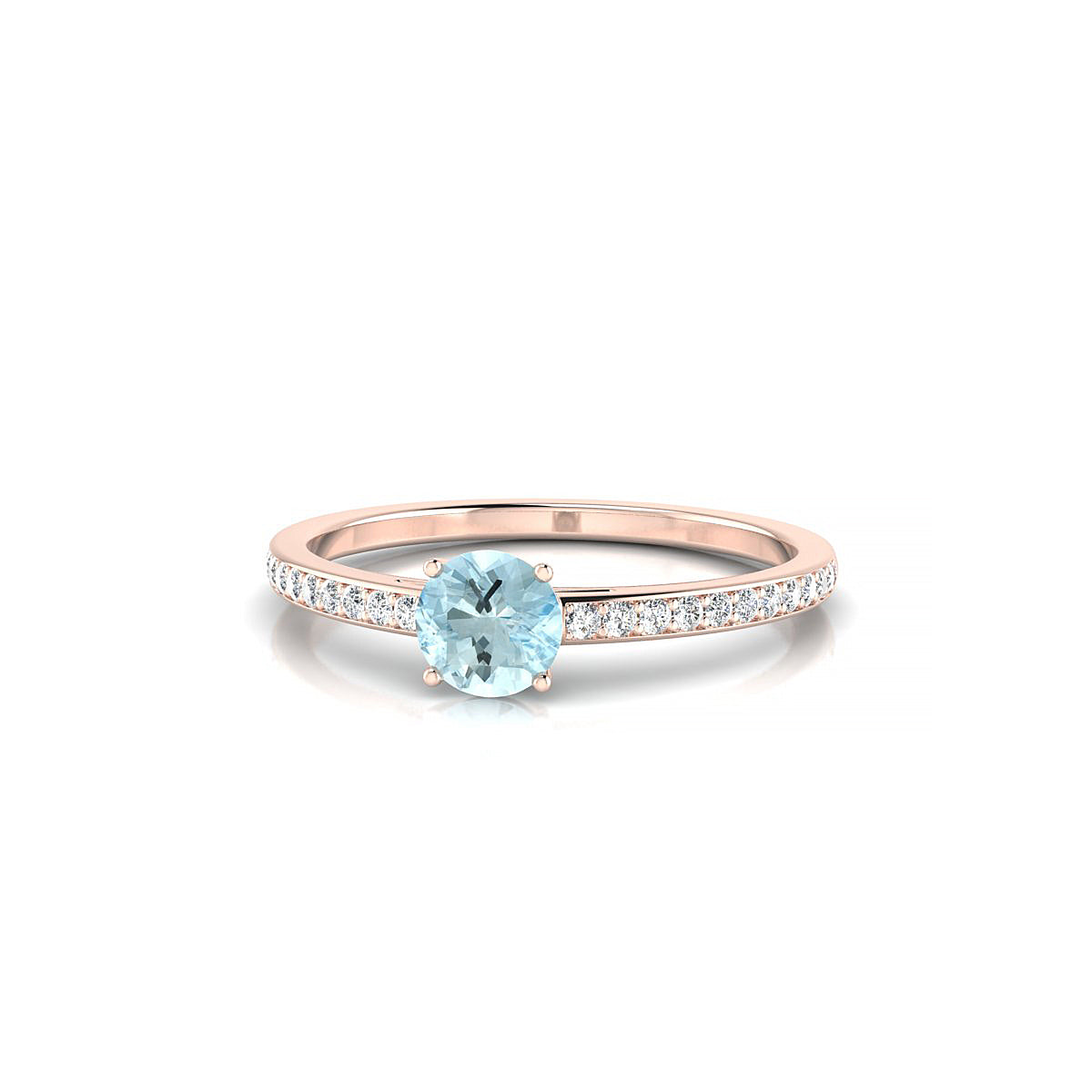 Promise | 18k Rose Gold 4.5 mm Round Aquamarine Ring
