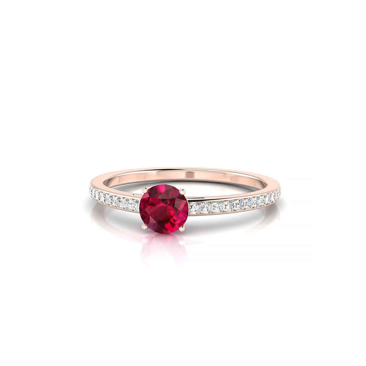 Promise | 18k Rose Gold 4.5 mm Round Ruby Ring