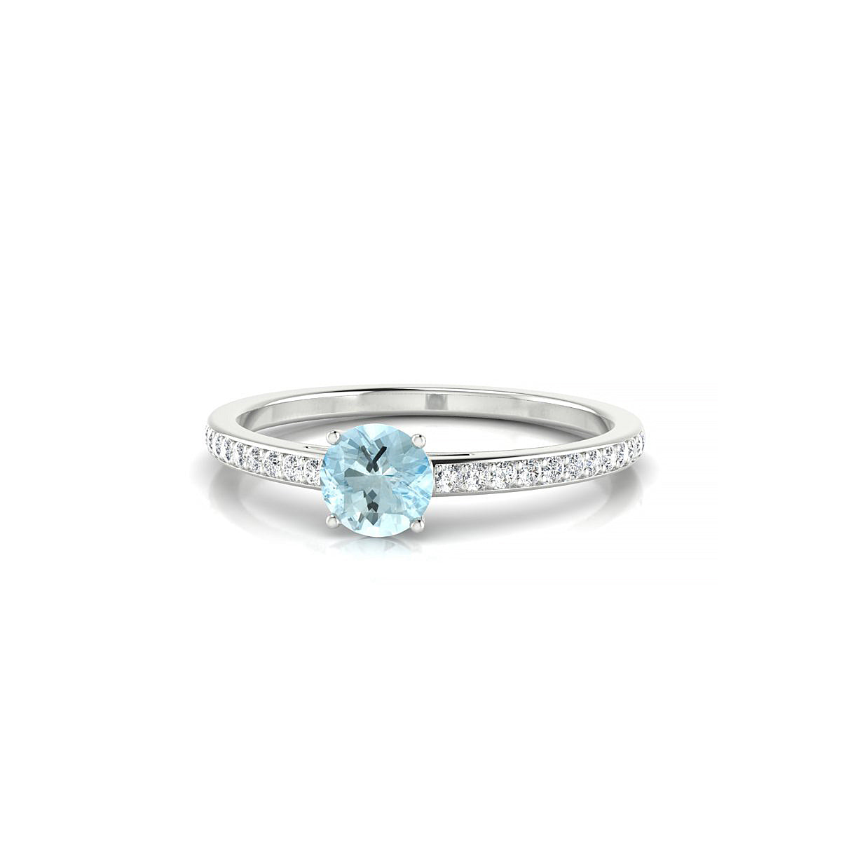 Promise | 18k White Gold 4.5 mm Round Aquamarine Ring