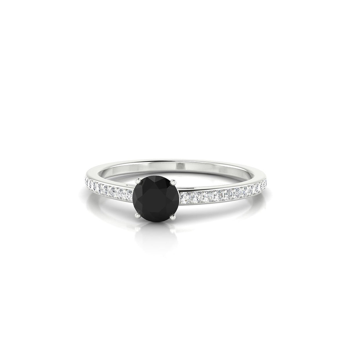 Promise | 18k White Gold 4.5 mm Round Black Diamond Ring