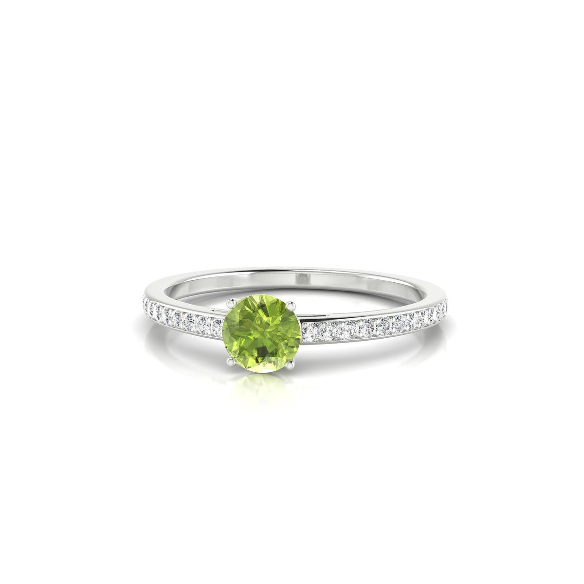 Promise | 18k White Gold 4.5 mm Round Peridot Ring