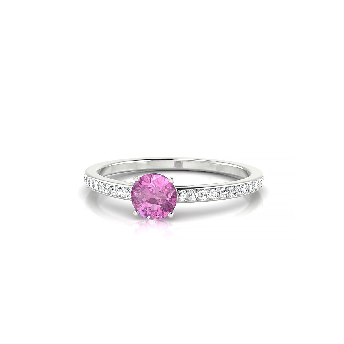 Promise | 18k White Gold 4.5 mm Round Pink Sapphire Ring