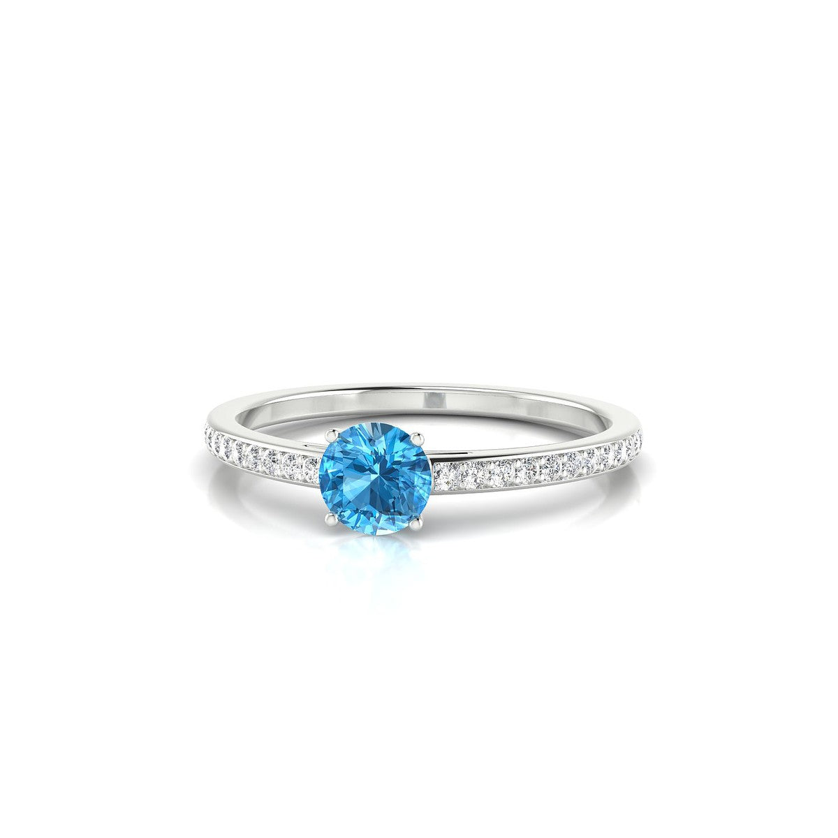 Promise | 18k White Gold 4.5 mm Round Topaz Ring