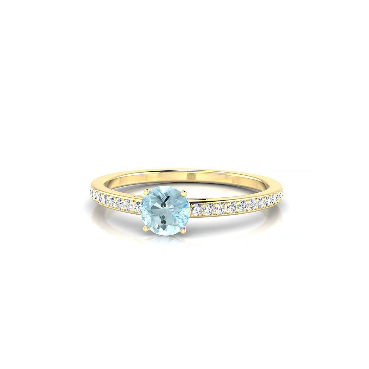 Promise | 18k Yellow Gold 4.5 mm Round Aquamarine Ring