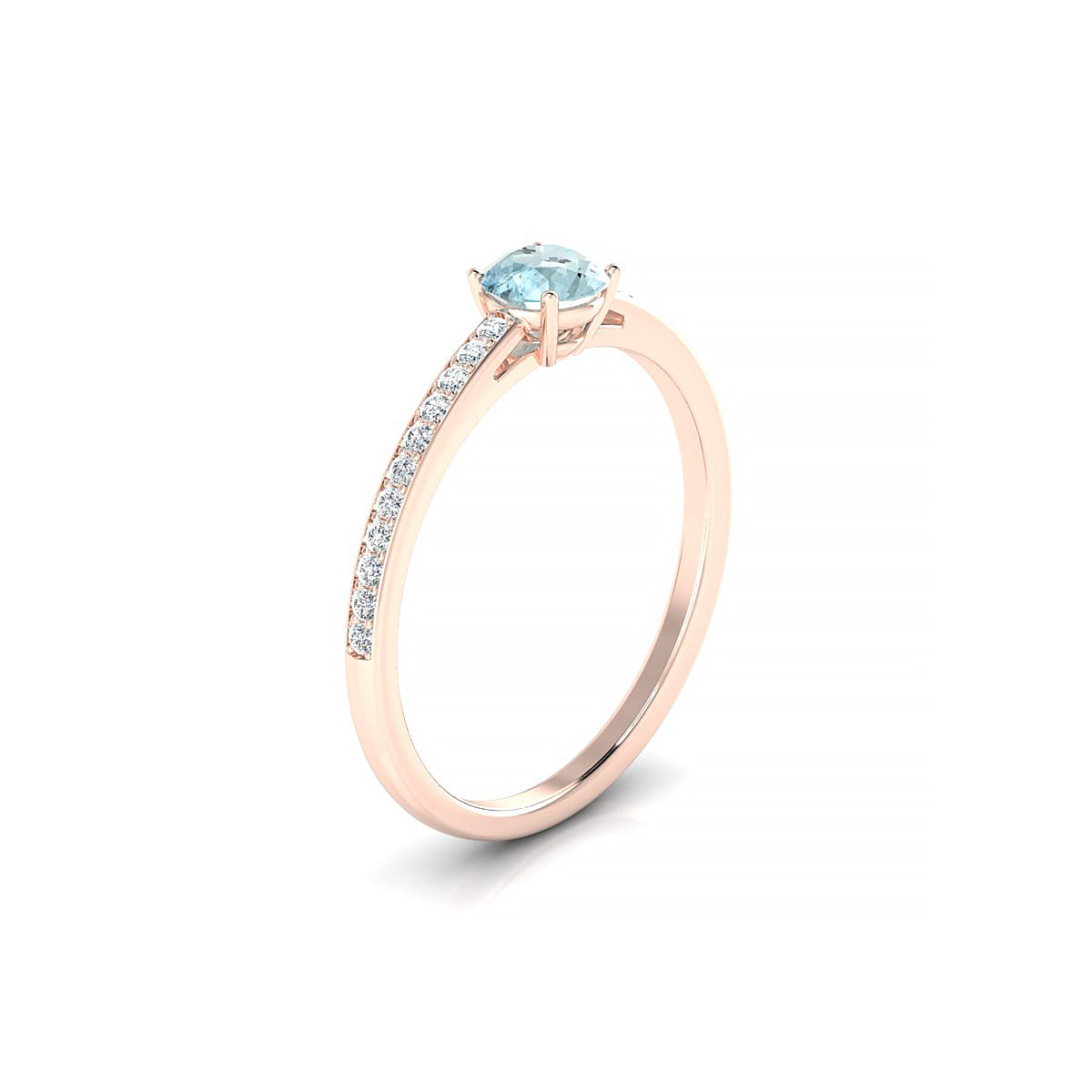 Promise | 18k Rose Gold 4.5 mm Round Aquamarine Ring