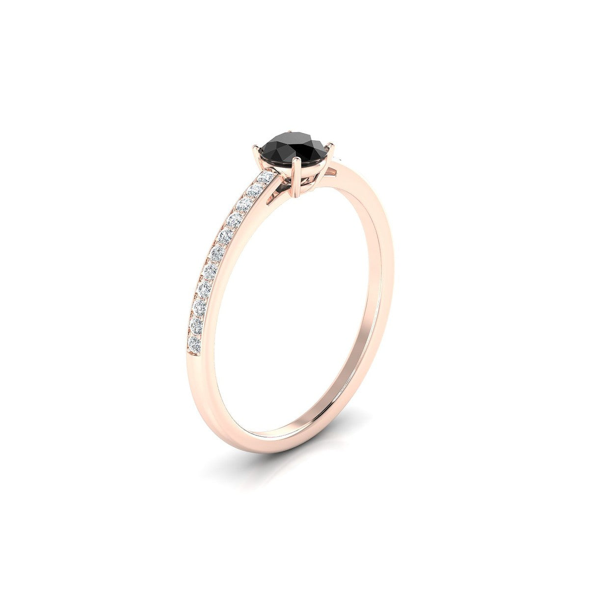 Promise | 18k Rose Gold 4.5 mm Round Black Diamond Ring
