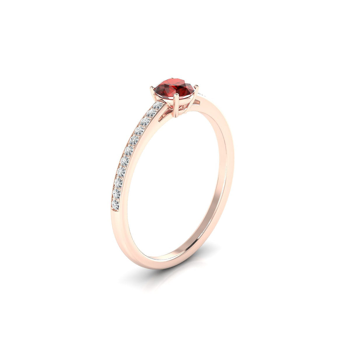 Promise | 18k Rose Gold 4.5 mm Round Garnet Ring