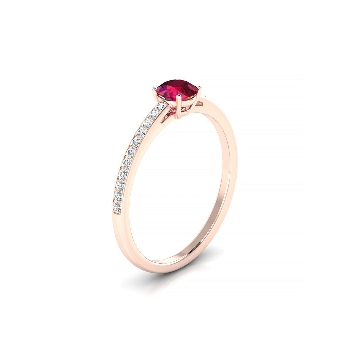 Promise | 18k Rose Gold 4.5 mm Round Ruby Ring