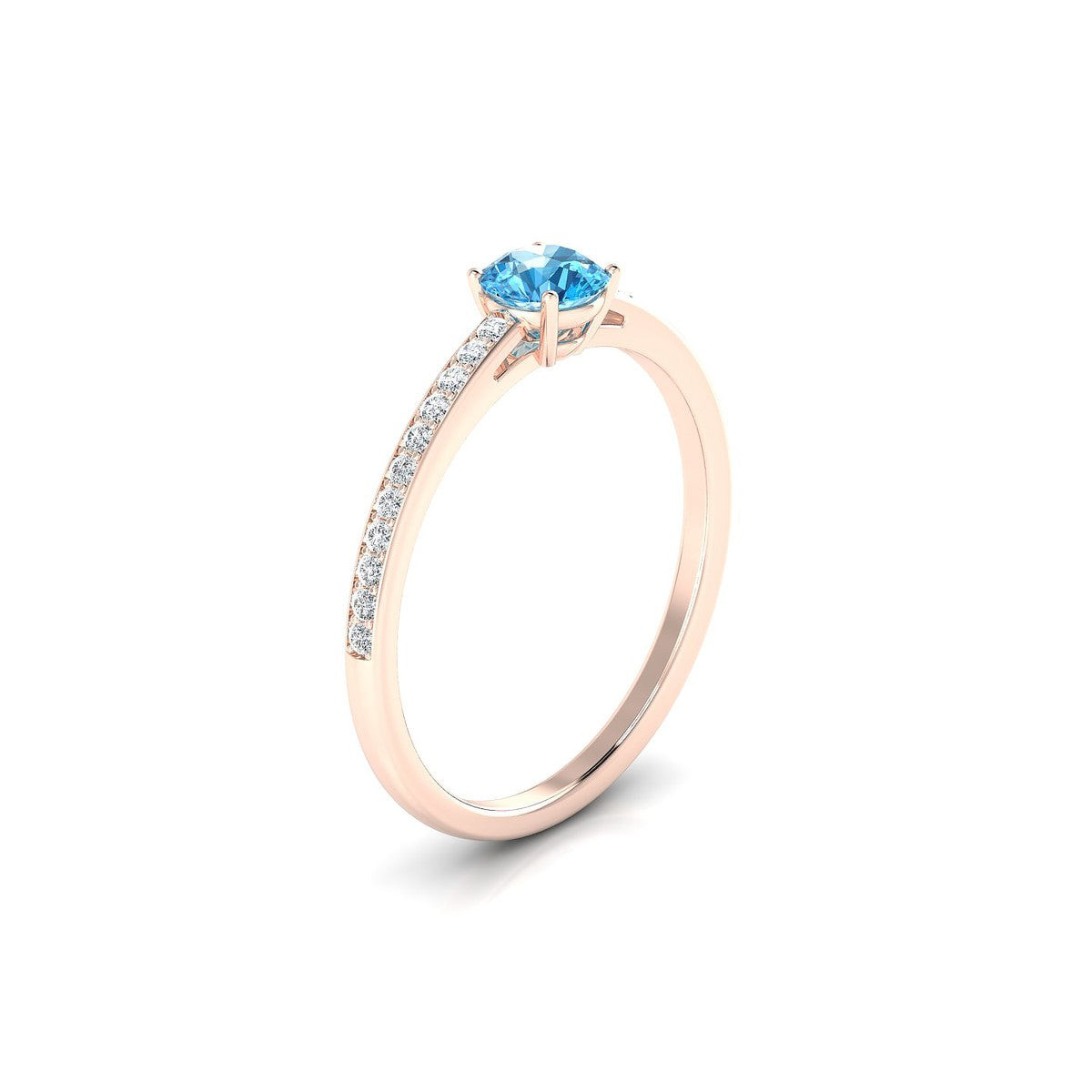 Promise | 18k Rose Gold 4.5 mm Round Topaz Ring