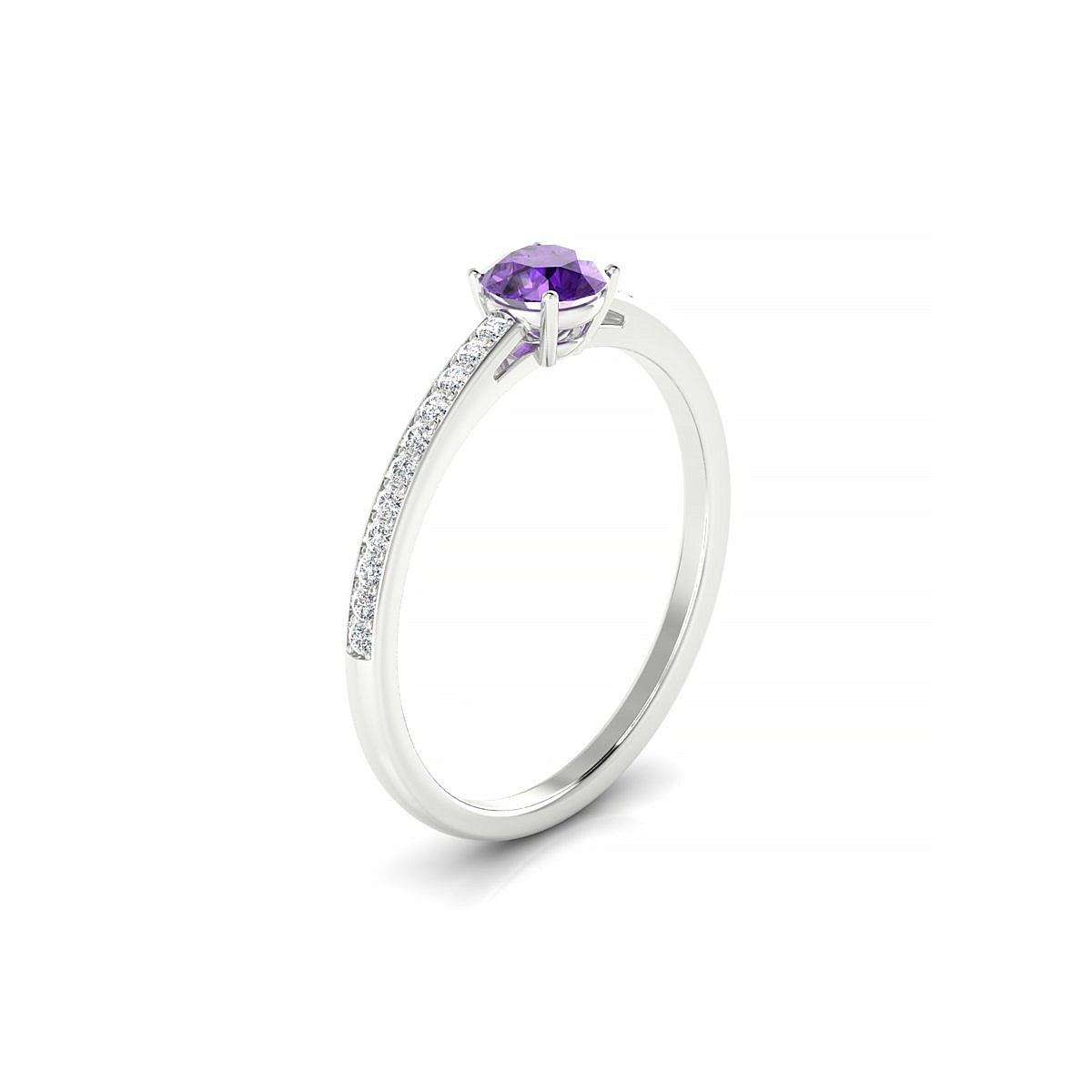 Promise | 18k White Gold 4.5 mm Round Amethyst Ring