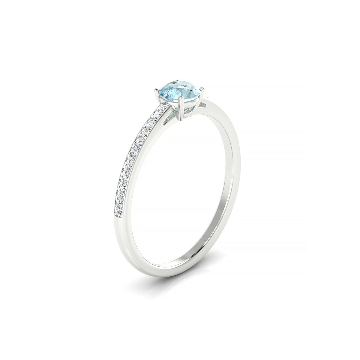 Promise | 18k White Gold 4.5 mm Round Aquamarine Ring