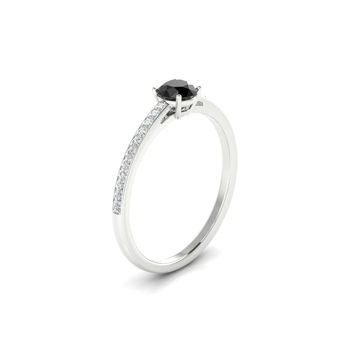 Promise | 18k White Gold 4.5 mm Round Black Diamond Ring