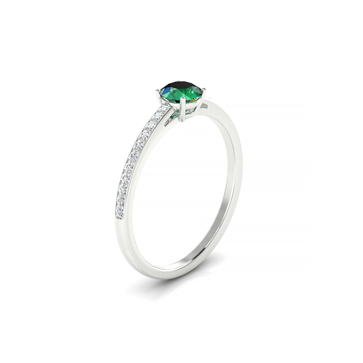Promise | 18k White Gold 4.5 mm Round Emerald Ring