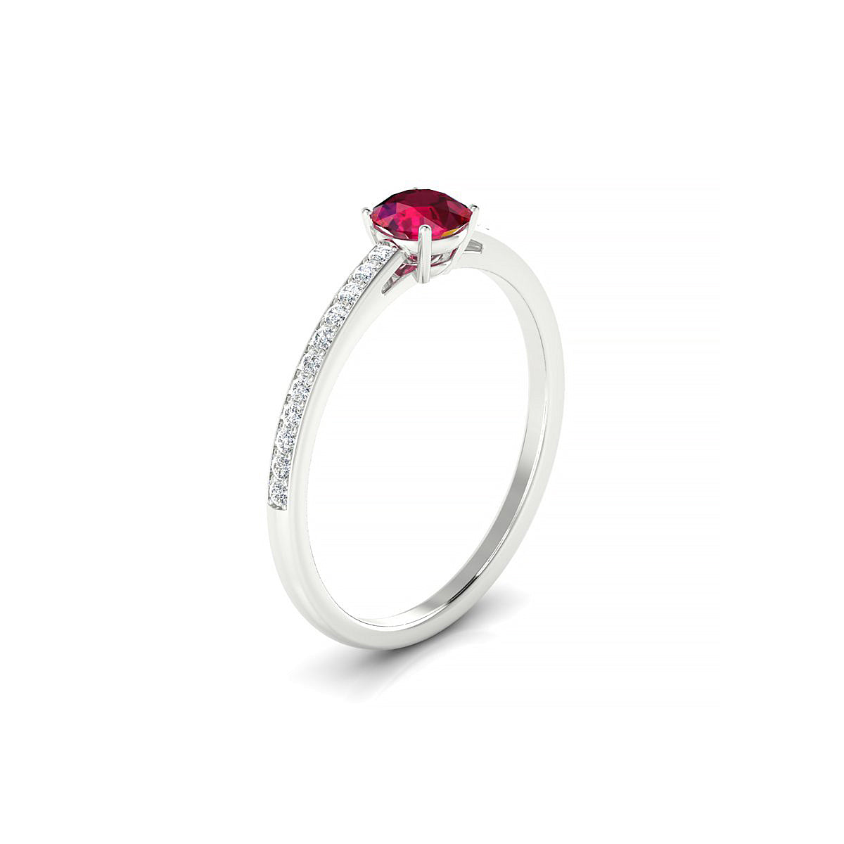 Promise | 18k White Gold 4.5 mm Round Ruby Ring