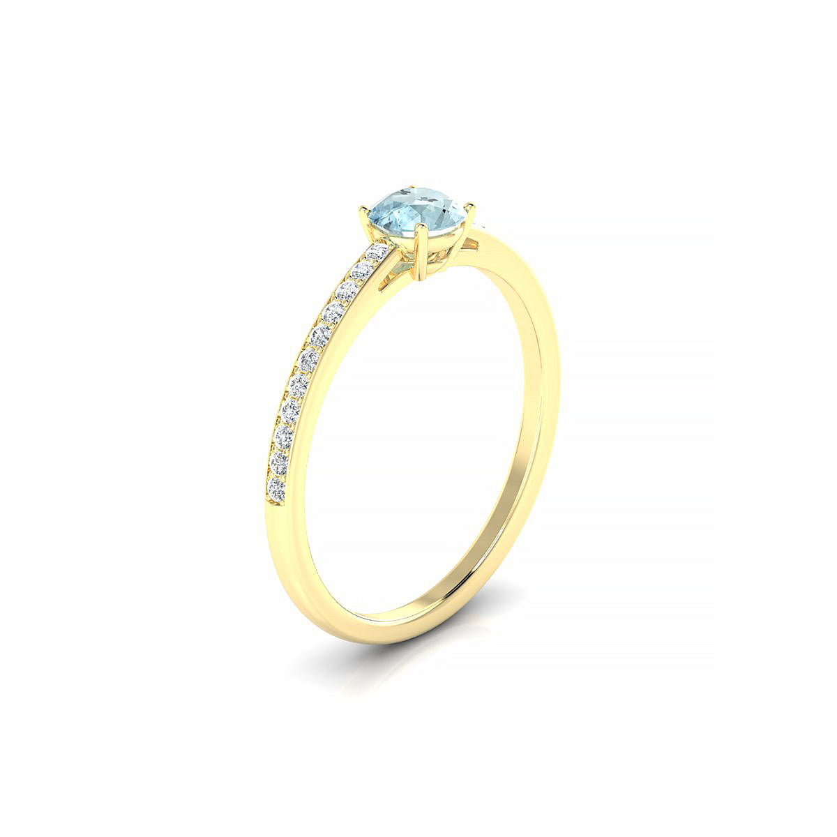 Promise | 18k Yellow Gold 4.5 mm Round Aquamarine Ring