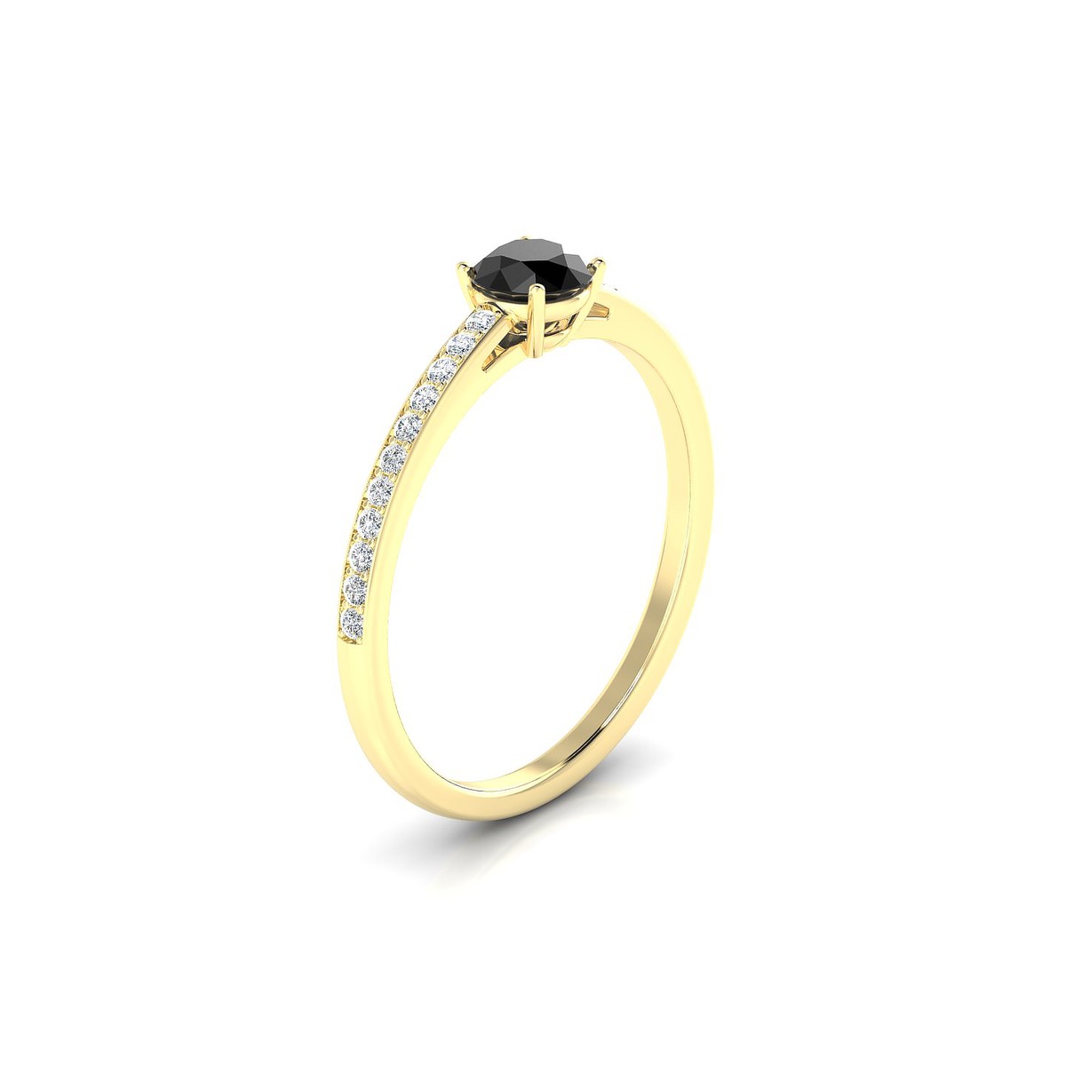 Promise | 18k Yellow Gold 4.5 mm Round Black Diamond Ring