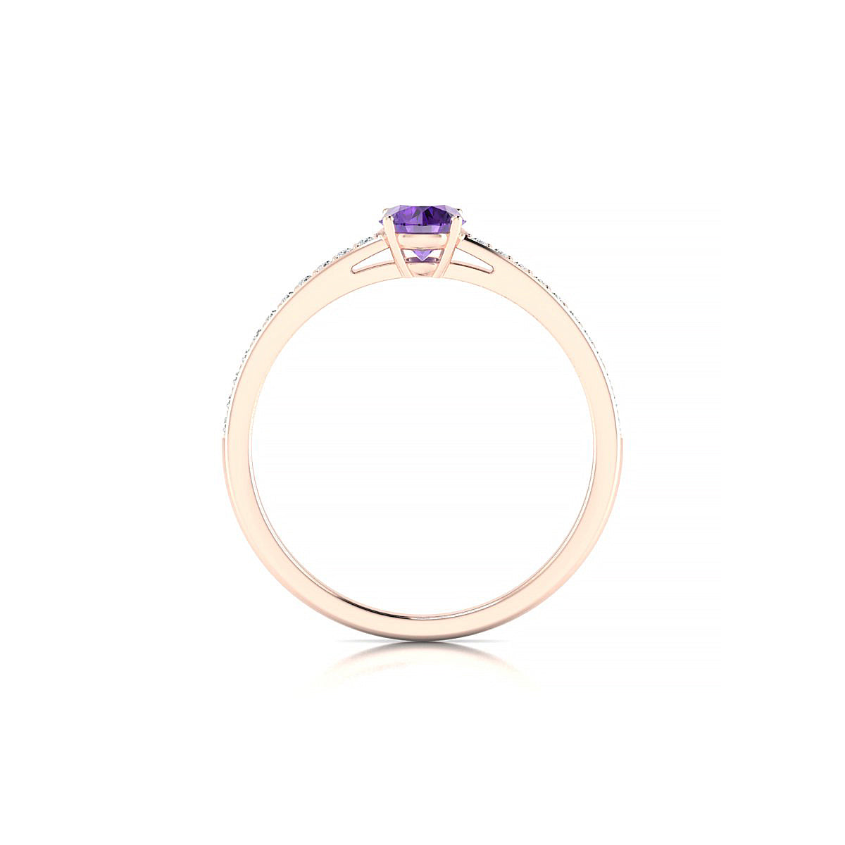 Promise | 18k Rose Gold 4.5 mm Round Amethyst Ring