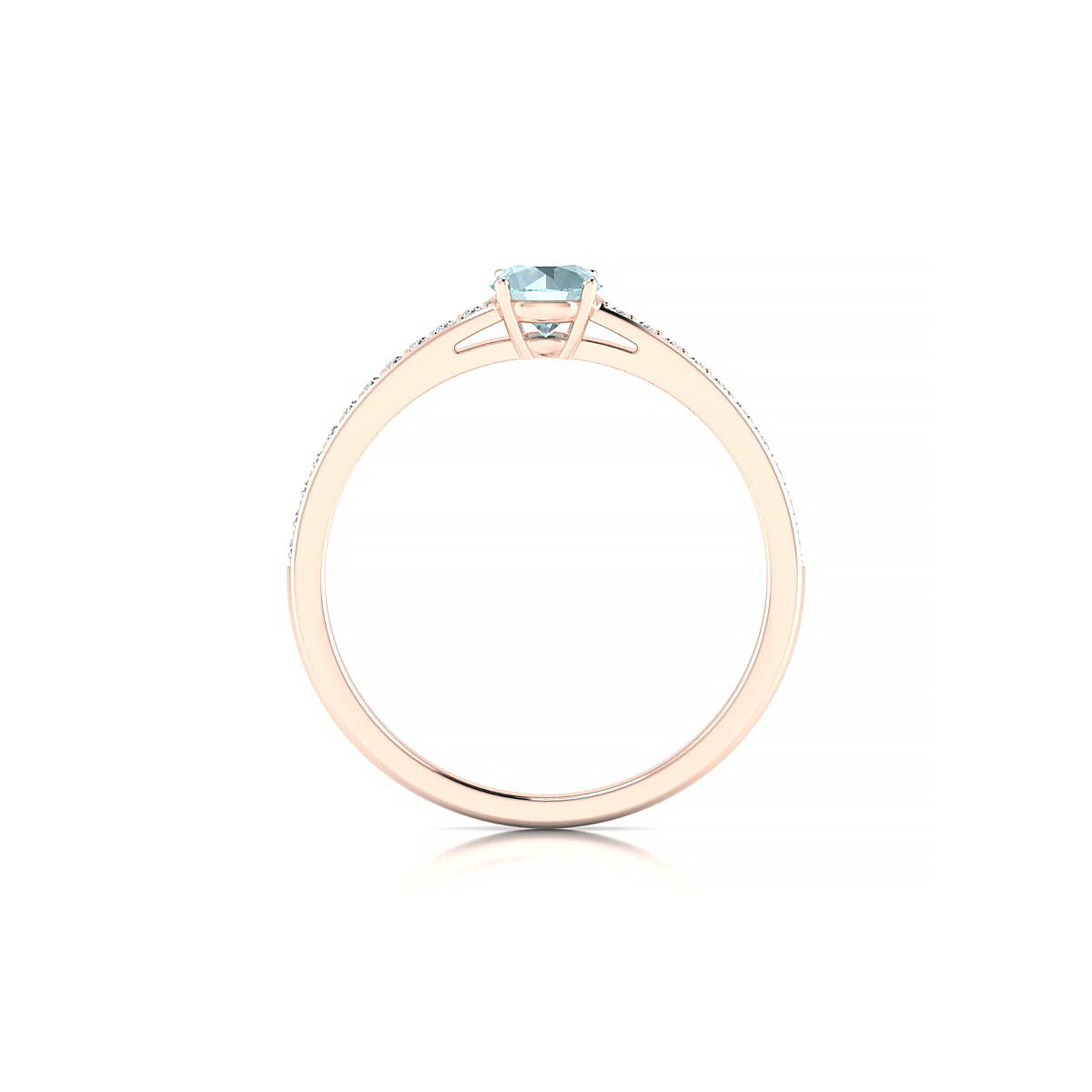 Promise | 18k Rose Gold 4.5 mm Round Aquamarine Ring