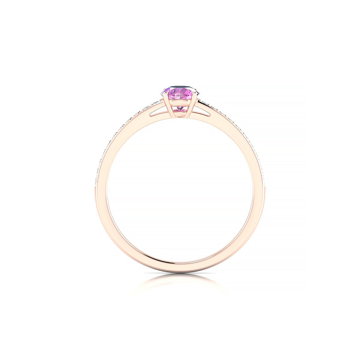 Promise | 18k Rose Gold 4.5 mm Round Pink Sapphire Ring