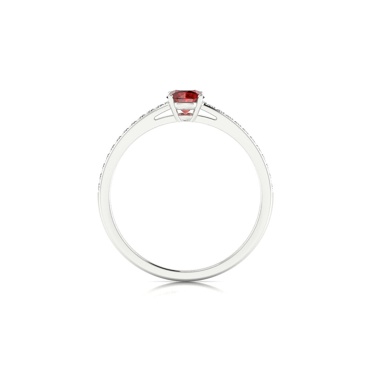 Promise | 18k White Gold 4.5 mm Round Garnet Ring