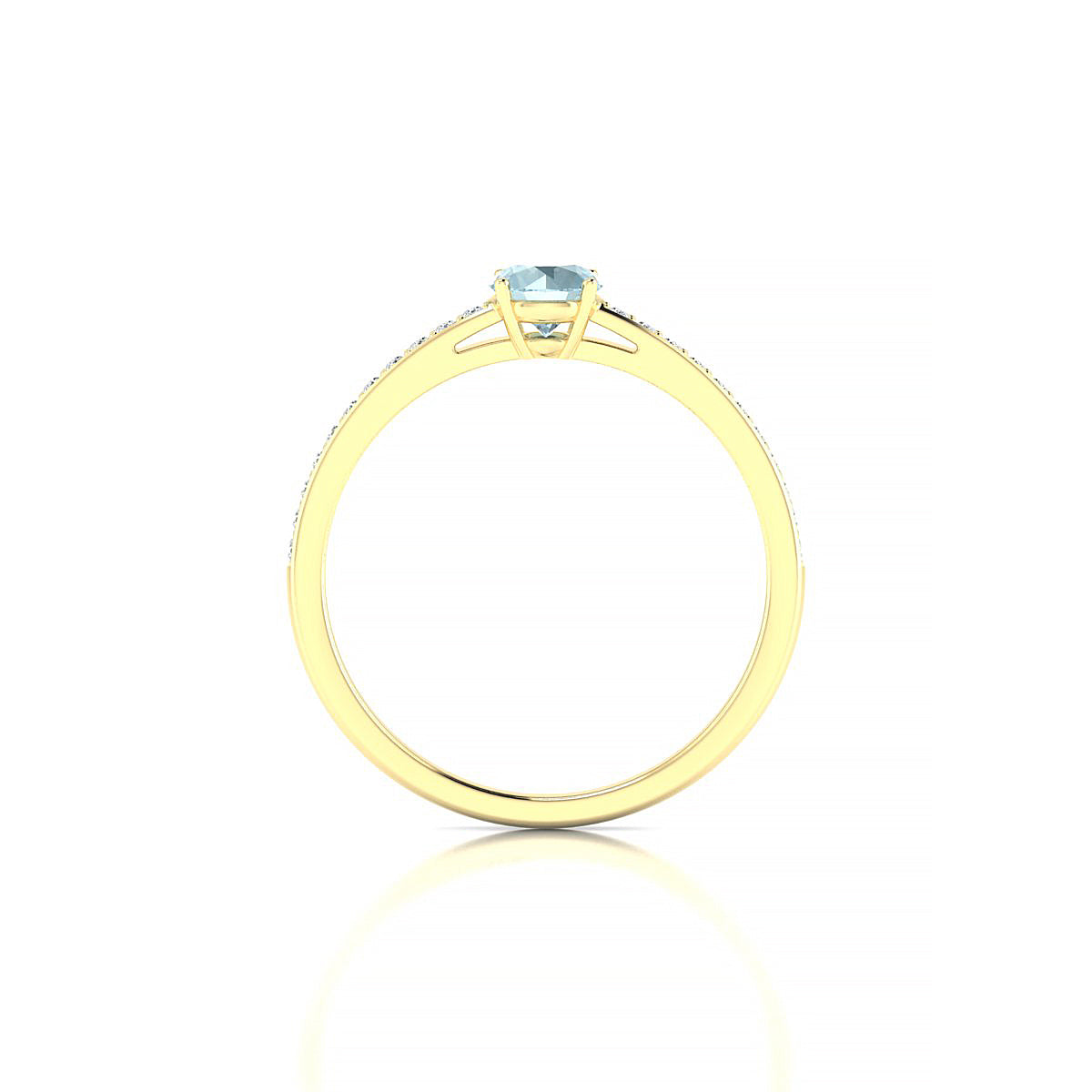 Promise | 18k Yellow Gold 4.5 mm Round Aquamarine Ring
