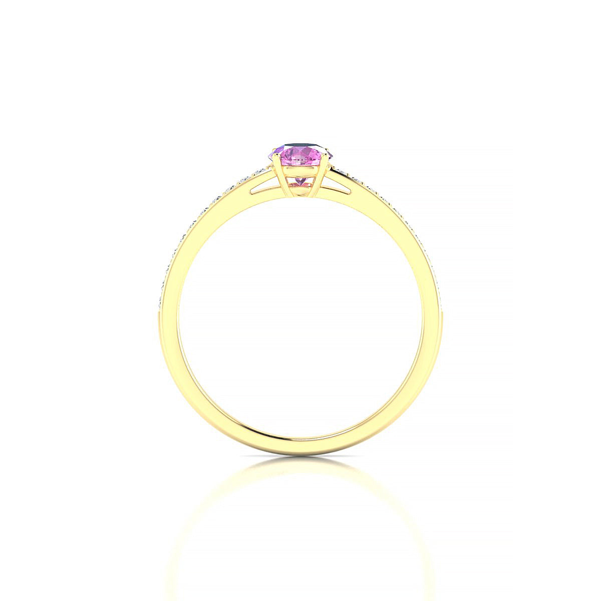 Promise | 18k Yellow Gold 4.5 mm Round Pink Sapphire Ring